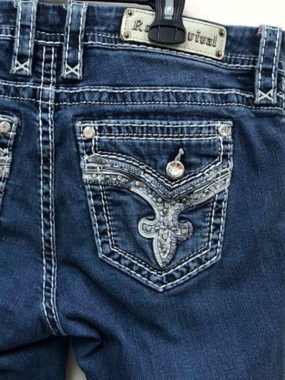 Rock Revival Emilia Easy Skinny Jeans Womens 30 Embellished Bling Y2K Western